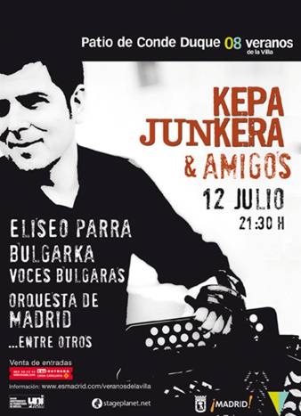 Cartel concierto Kepa Junkera y la Joven Orquesta de Madrid, 12 julio 2008